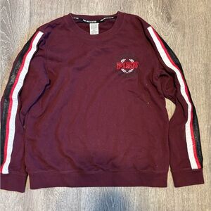 Victoria's Secret Burgundy Crewneck with Striped Sleeves